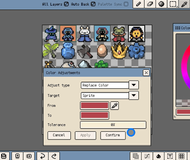 Picking a source color from the canvas in Replace Color