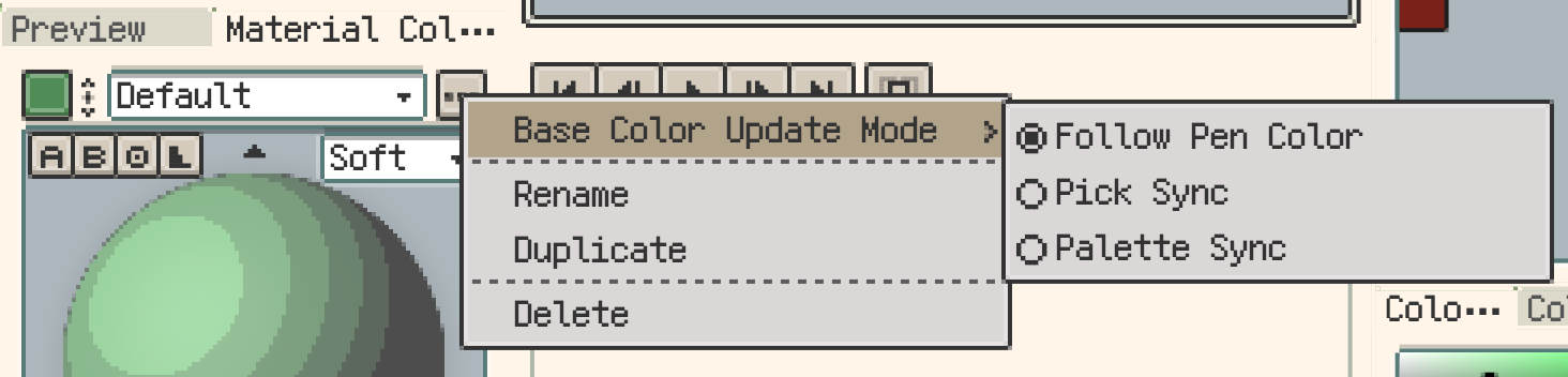 Base Color Update Mode for Material Color Sphere