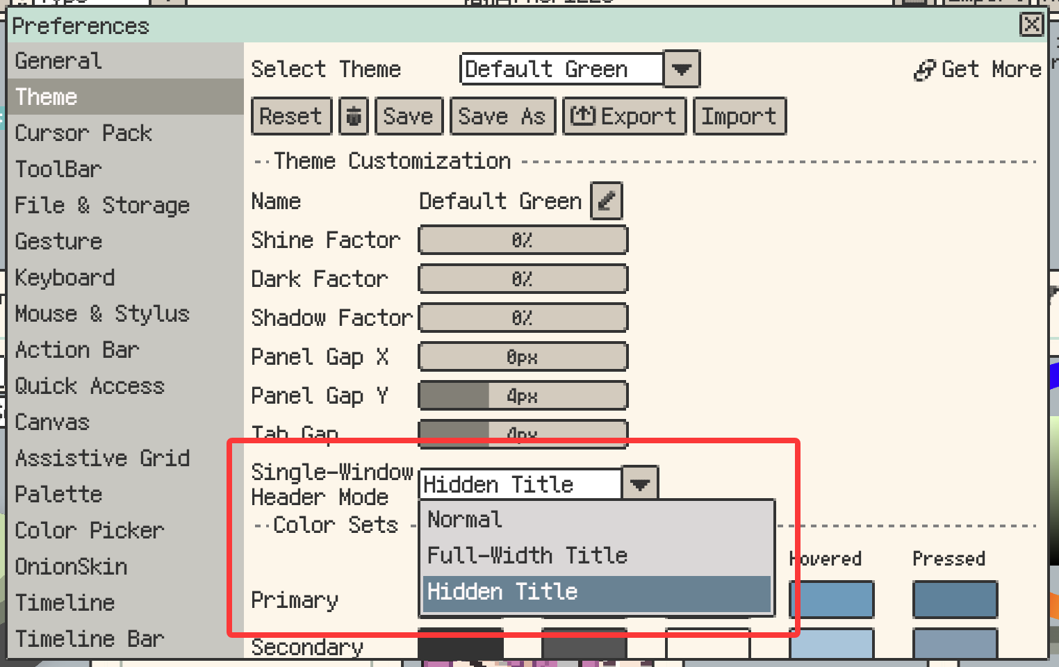 Single-window header modes