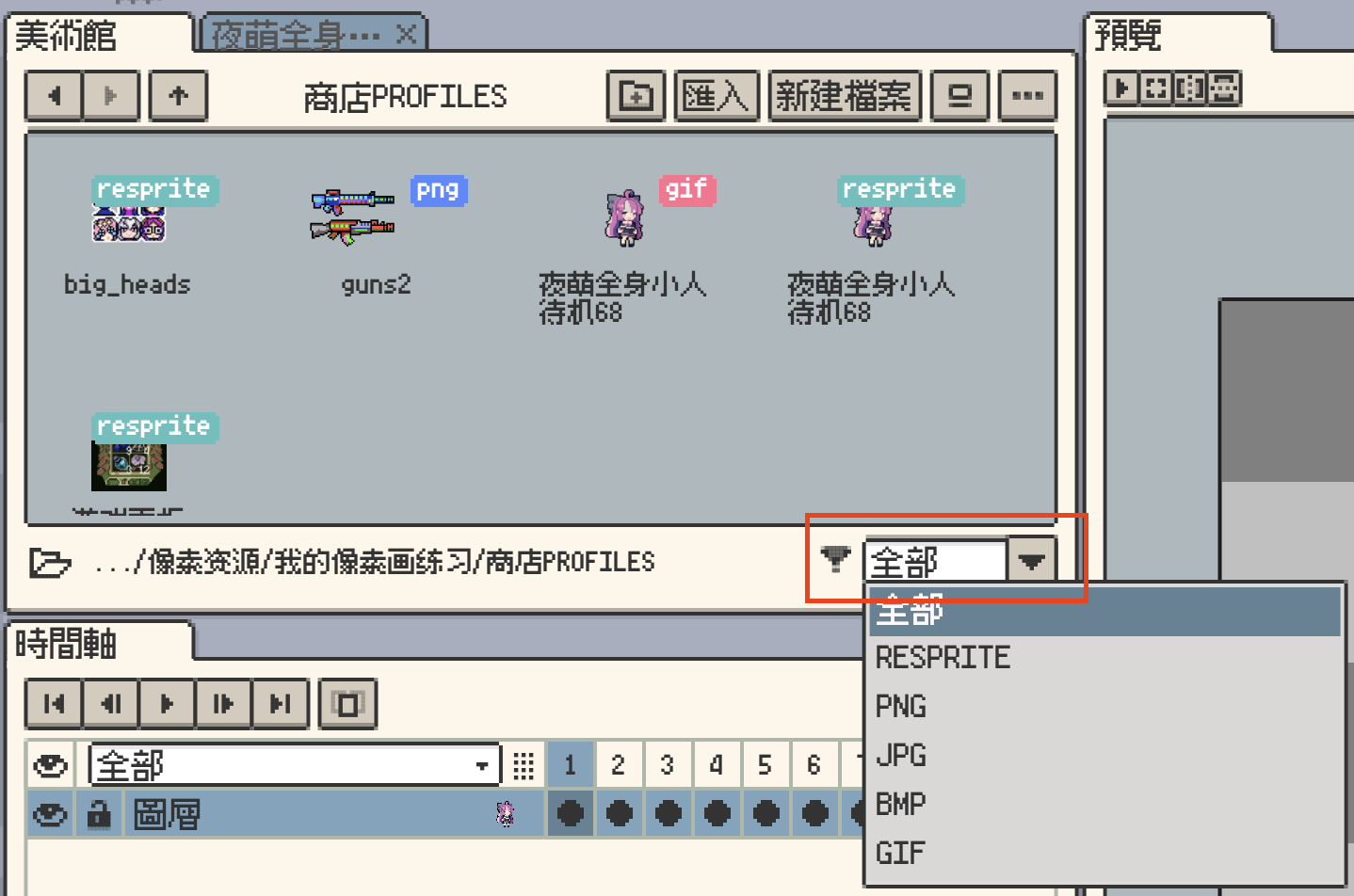 Gallery file type filter