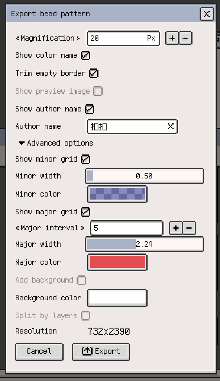 Advanced Bead Pattern options