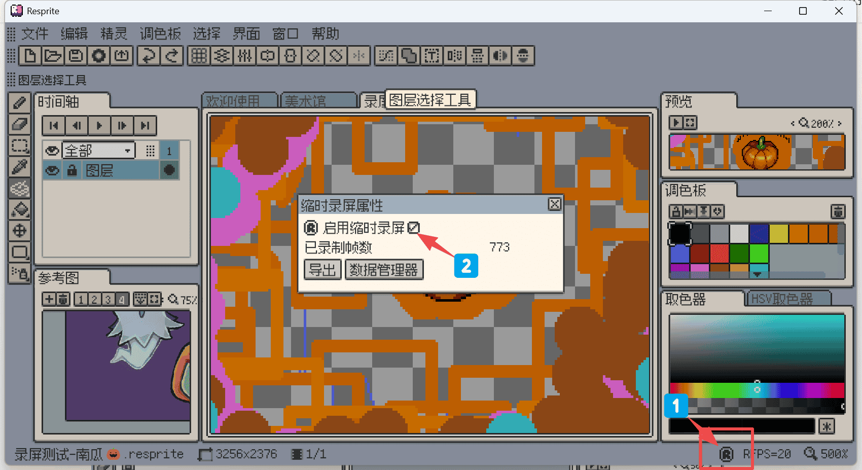 缩时录屏属性对话框